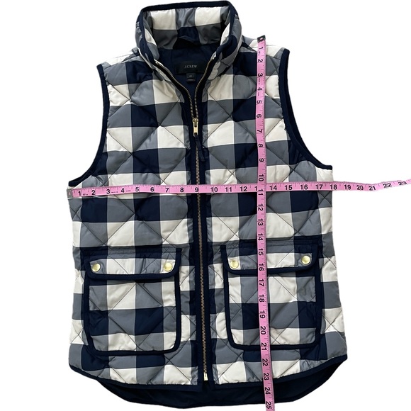 J. Crew Plaid Excursion Vest XS Navy Cream EUC - Picture 4 of 6